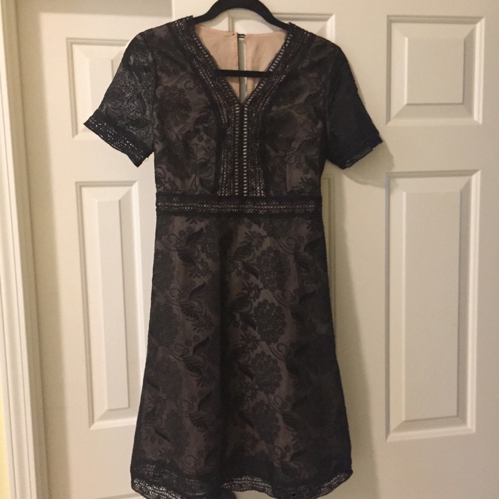 Embroided Lined Black Dress